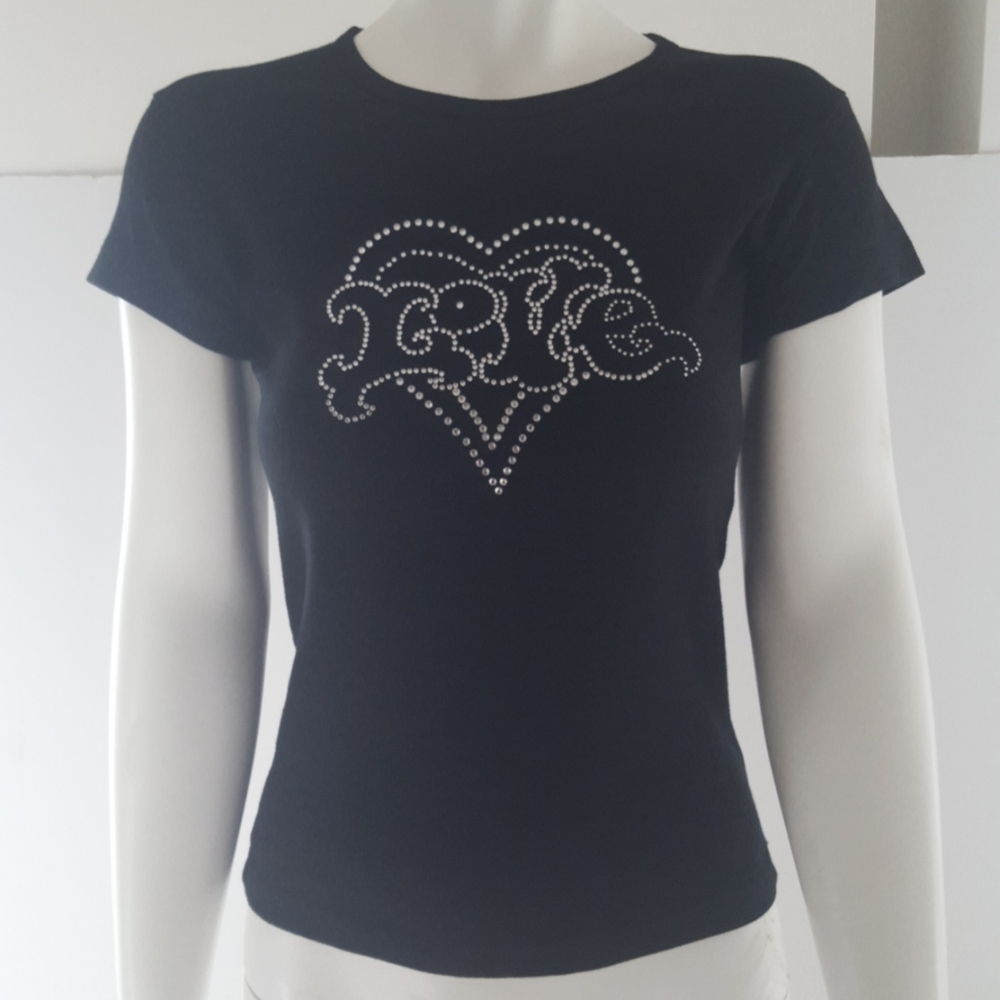 Swarovski Love embellished black short sleeve tee